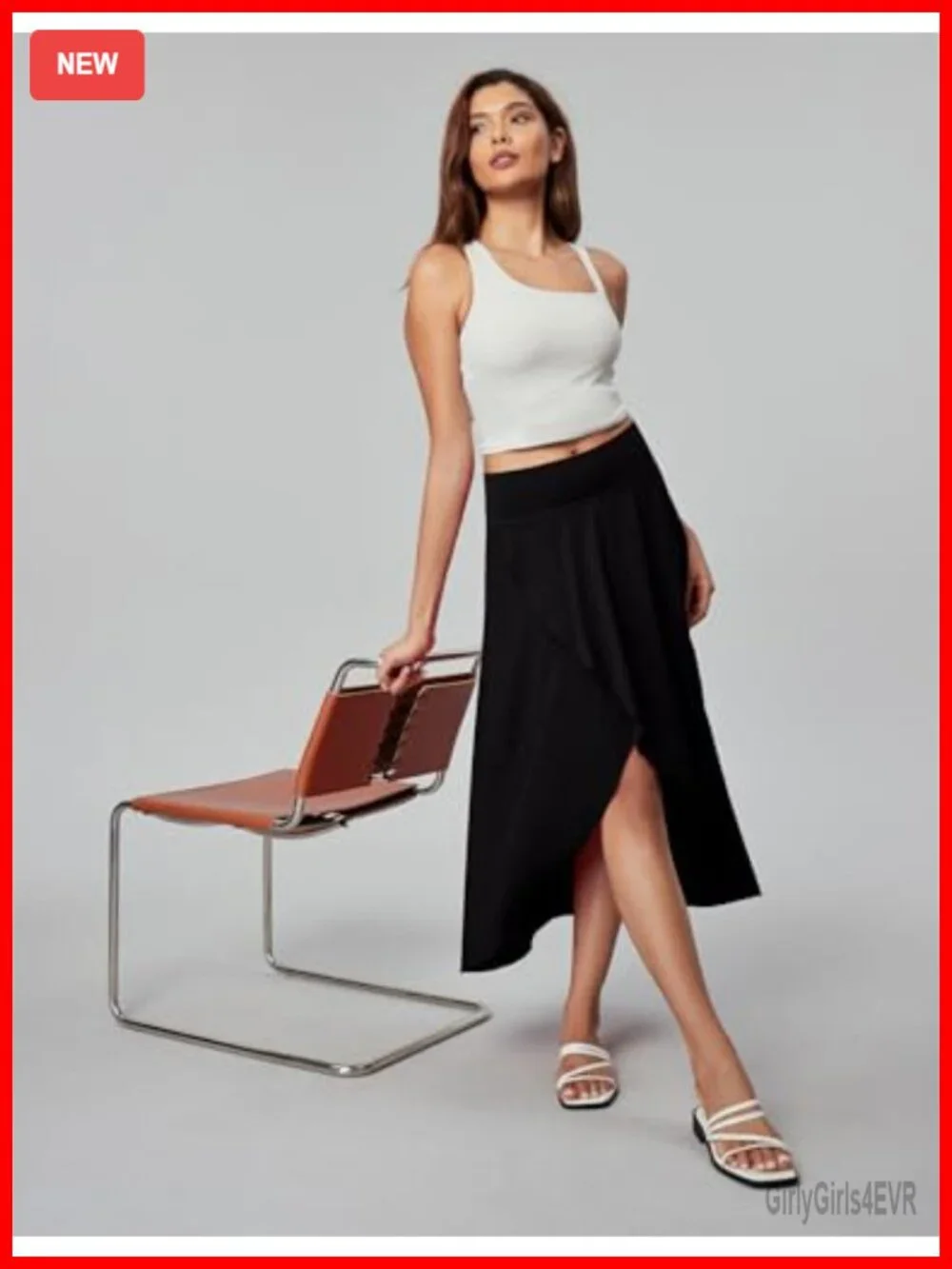 High Waist Wrap Maxi Skirt with Built-in Shorts High Low Ruffle Hem